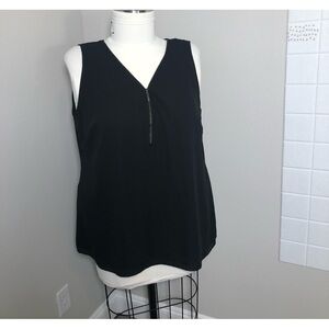 Plus Size Sleeveless Blouse with Zippered V-neck